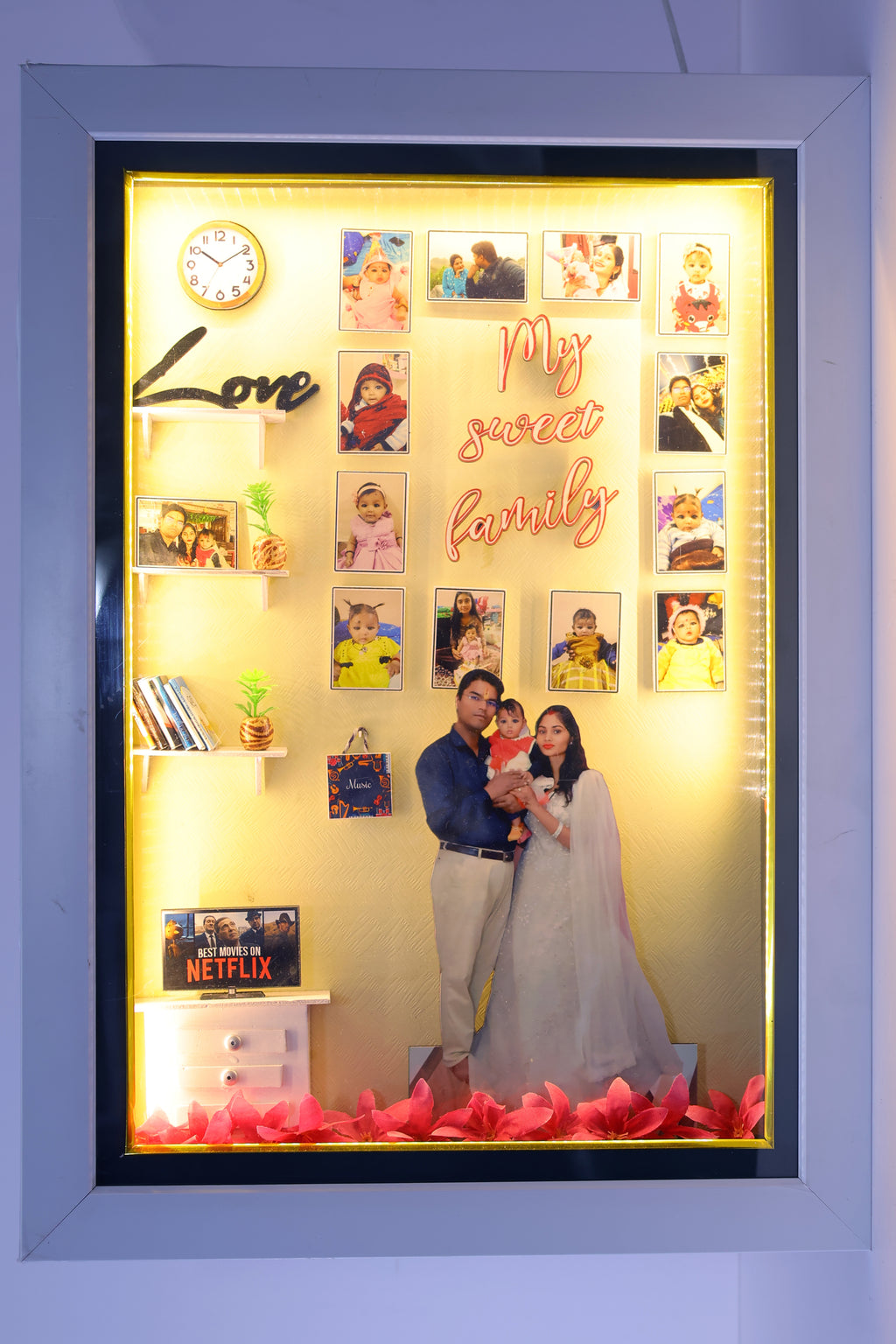 Personalized Family Living Room Theme 3D Light Box Frame with LED Lighting | KDS Creation