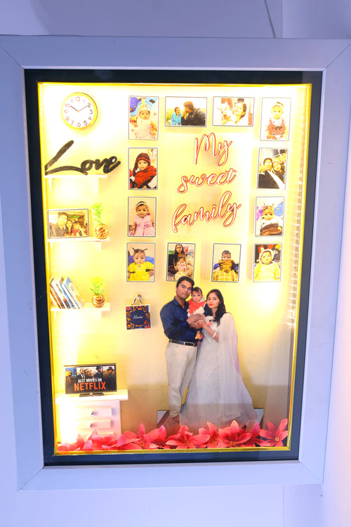 Personalized Family Living Room Theme 3D Light Box Frame with LED Lighting | KDS Creation