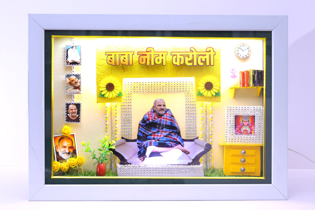 Handcrafted Neem Karoli Baba 3D LED Shadow Box Frame | KDS Creation