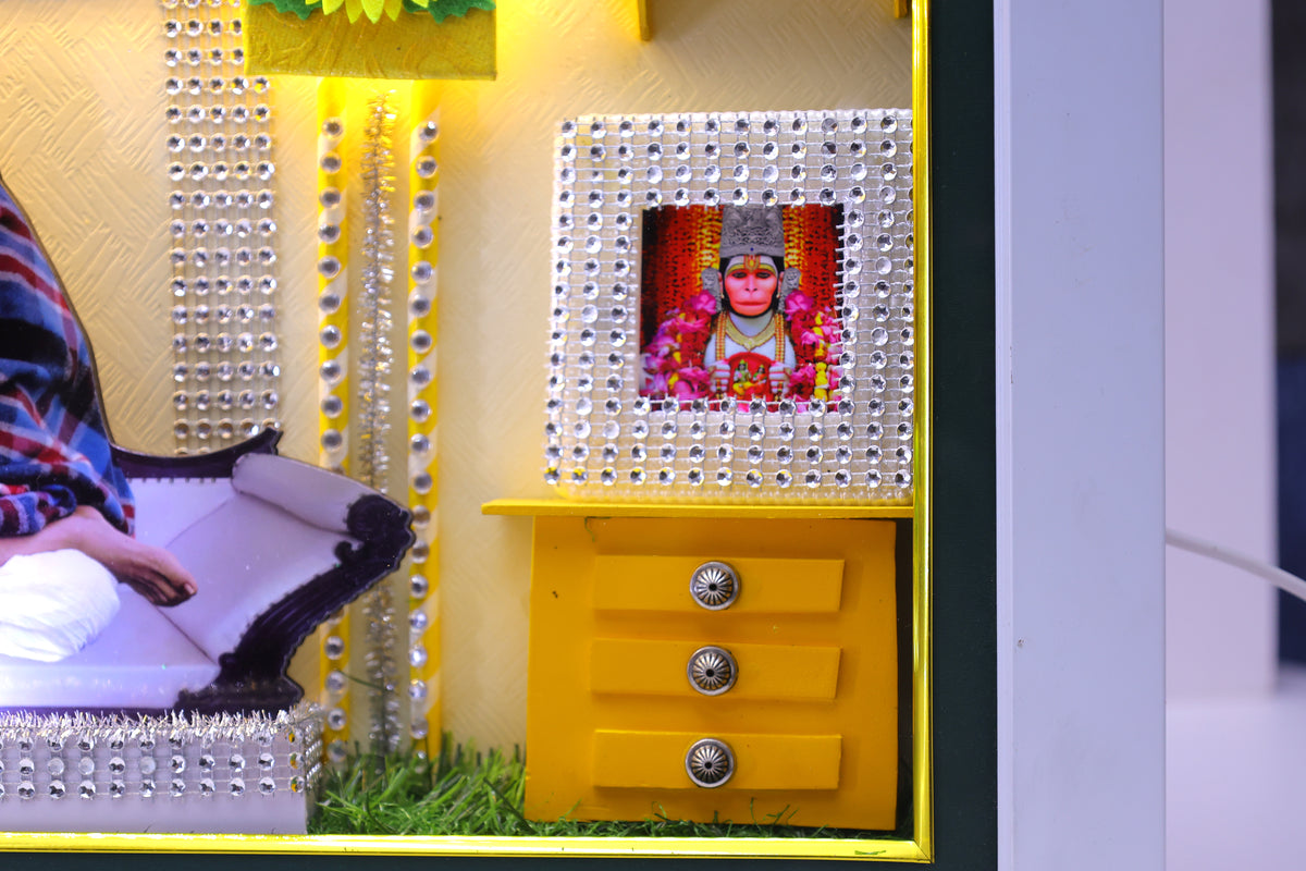 Handcrafted Neem Karoli Baba 3D LED Shadow Box Frame | KDS Creation