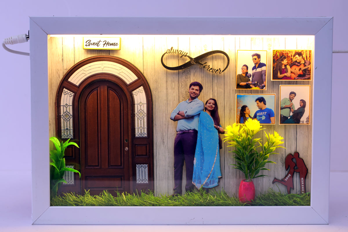 Personalized Couple 3D Light Box Frame with LED Backlight | KDS Creation