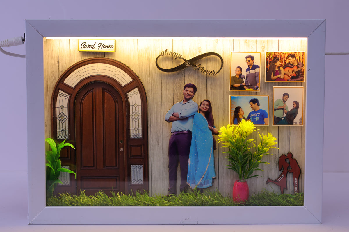 Personalized Couple 3D Light Box Frame with LED Backlight | KDS Creation