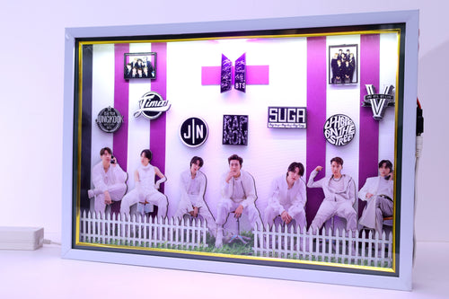 Handcrafted BTS 3D Shadow Box Frame with LED Light Backlight | KDS Creation