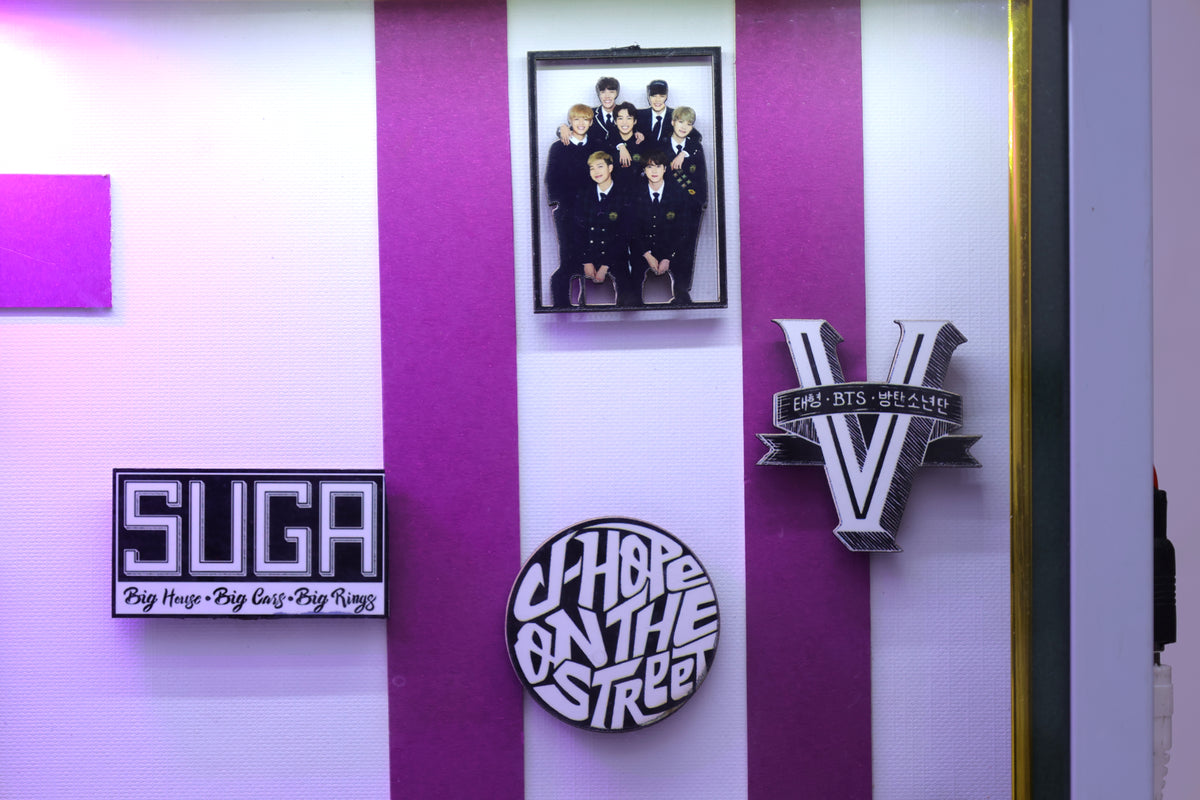 Handcrafted BTS 3D Shadow Box Frame with LED Light Backlight | KDS Creation
